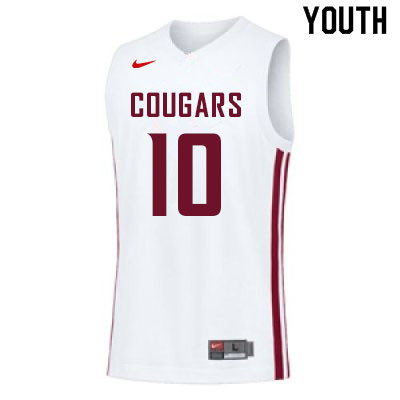 Youth #10 Isaac Bonton Washington State Cougars College Basketball Jerseys Sale-White